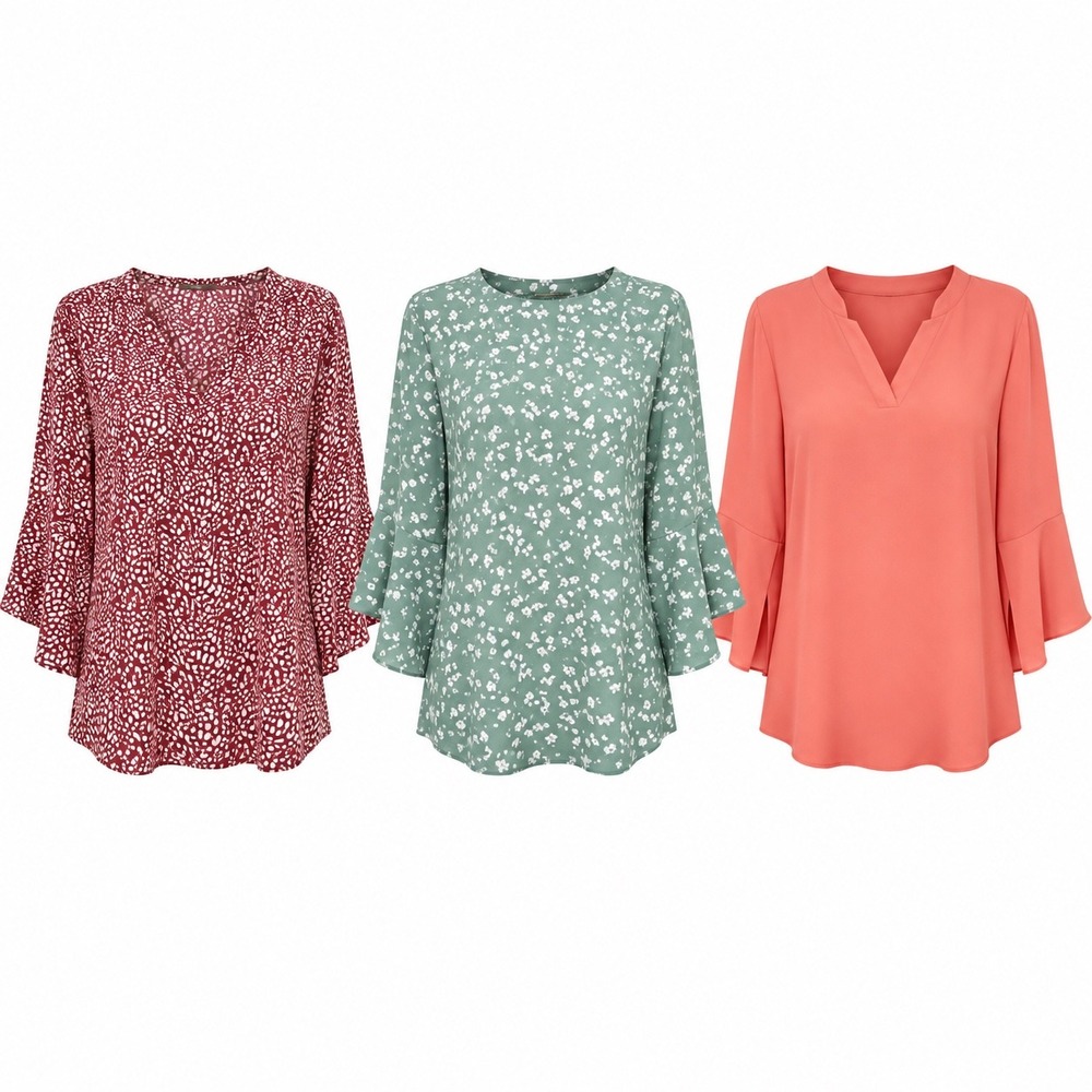 Gaharu Women's Blouse Lot 3 Pc Size L Business Casual Work Office Career Tops